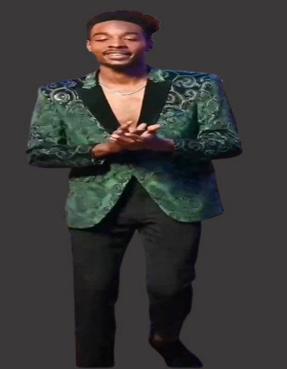 Emerald Green Paisley Velvet Wedding Tuxedo Jacket