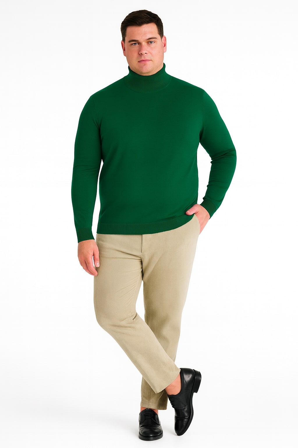 Mens Classic Emerald Green Slim Fit Turtleneck