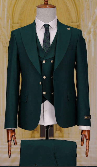 Ivory & Gold Button Cream Peak Lapel Wedding Suit