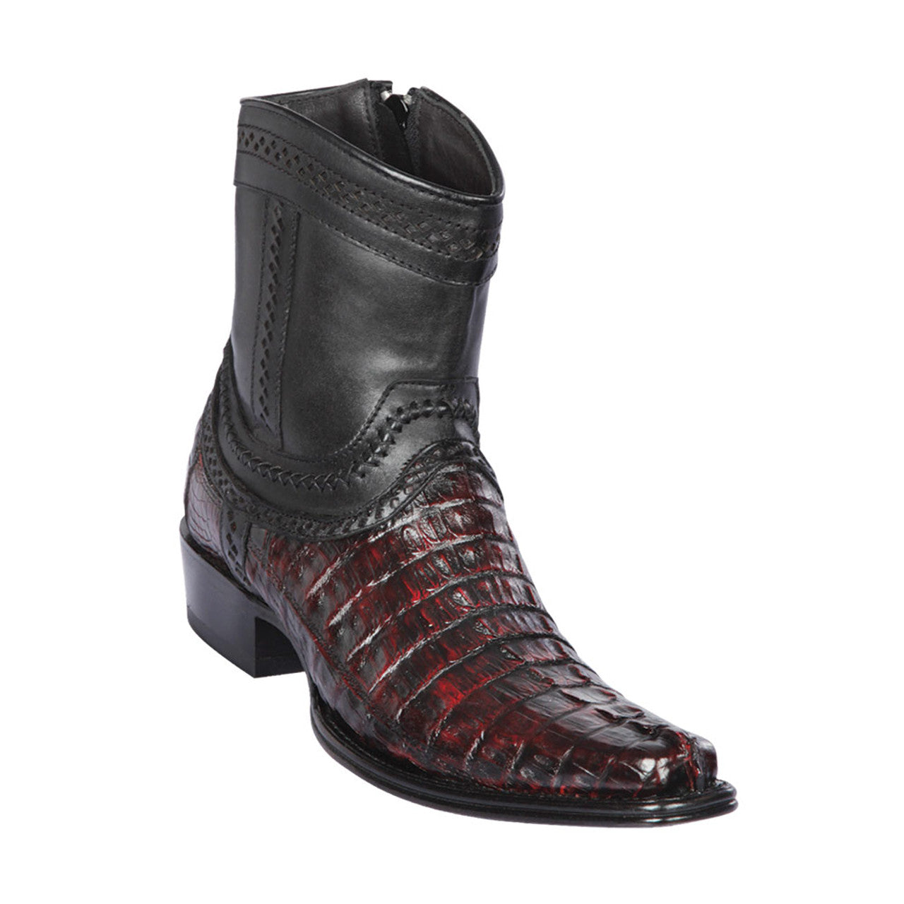 Square Toe Brown Caiman Tail Low Shaft Boots