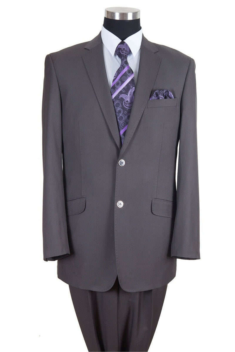 Mens Classic 2 Button Wool Feel Notch Suit Grey