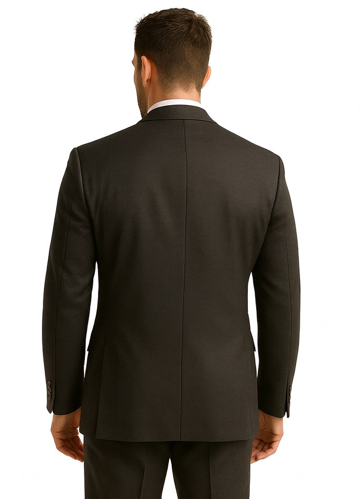 Men's Solid Charcoal Grey Single breast Executive Suit