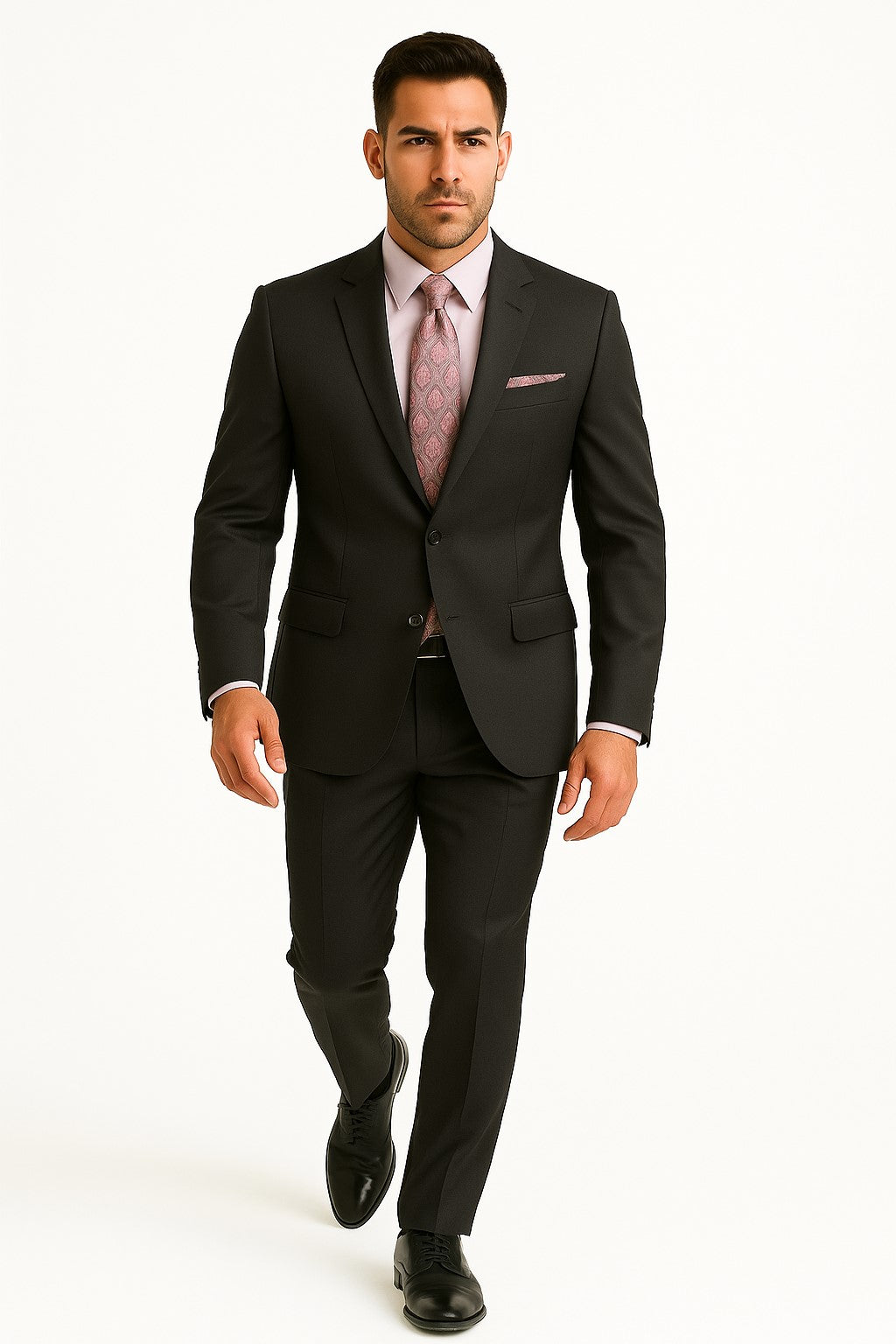 Men's Solid Charcoal Grey Single breast Executive Suit