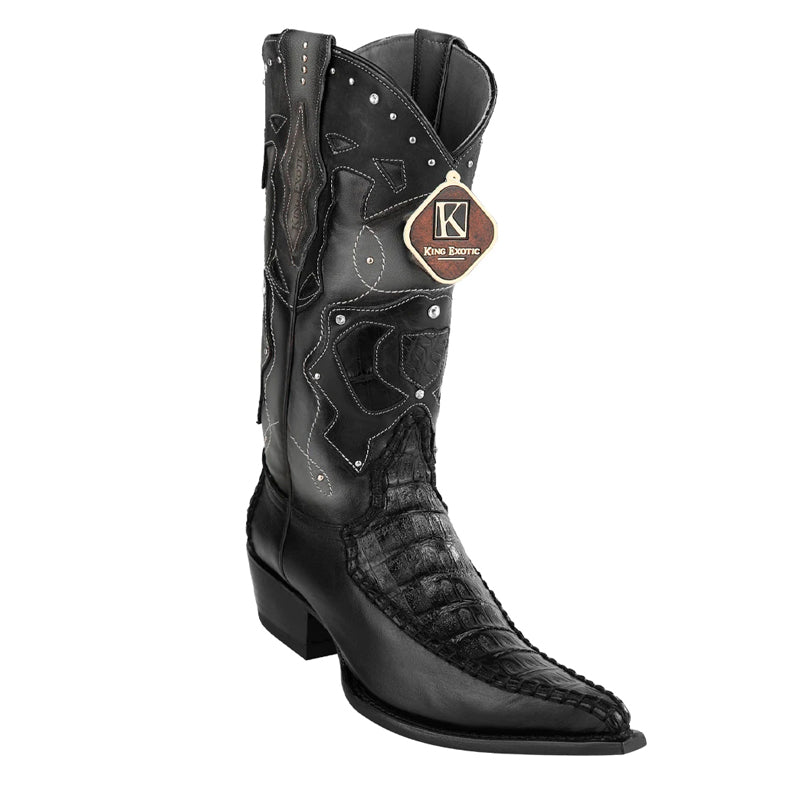 King Exotic Caiman Belly 3x Toe Boots Black