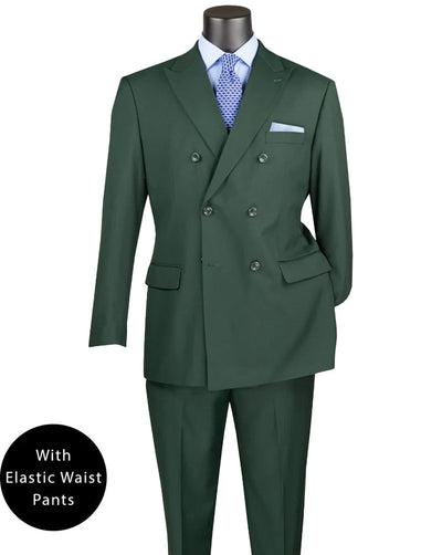 Hunter Green Double Breasted Suit with Flex Waist