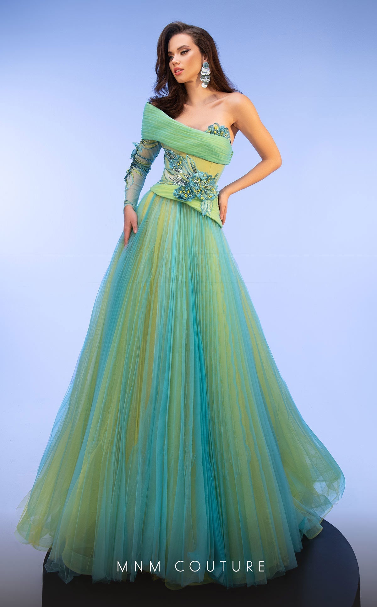 Fouad Sarkis F02807 One-Shoulder Embellished Ball Gown