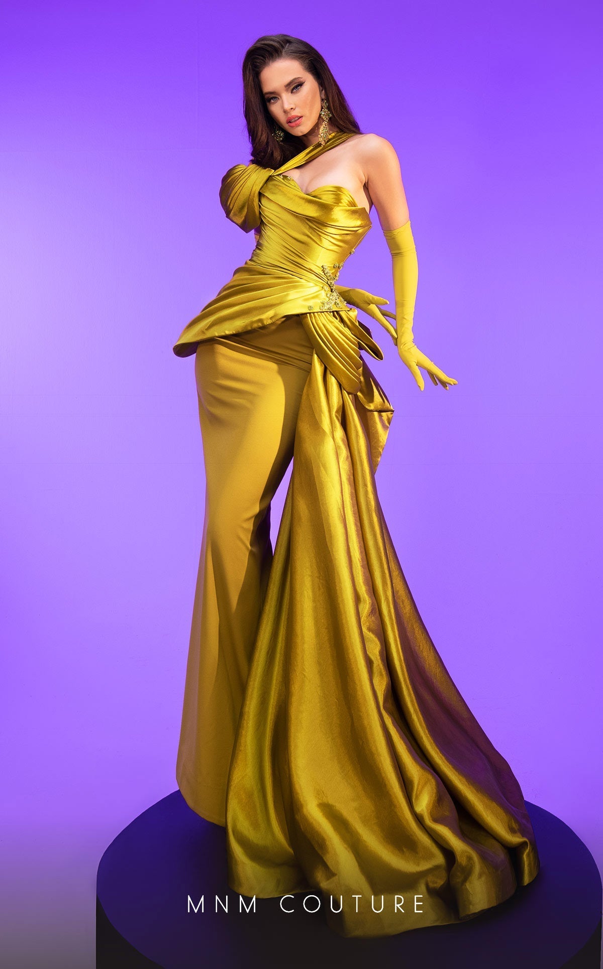 Fouad Sarkis F02810 Asymmetric Draped Gown