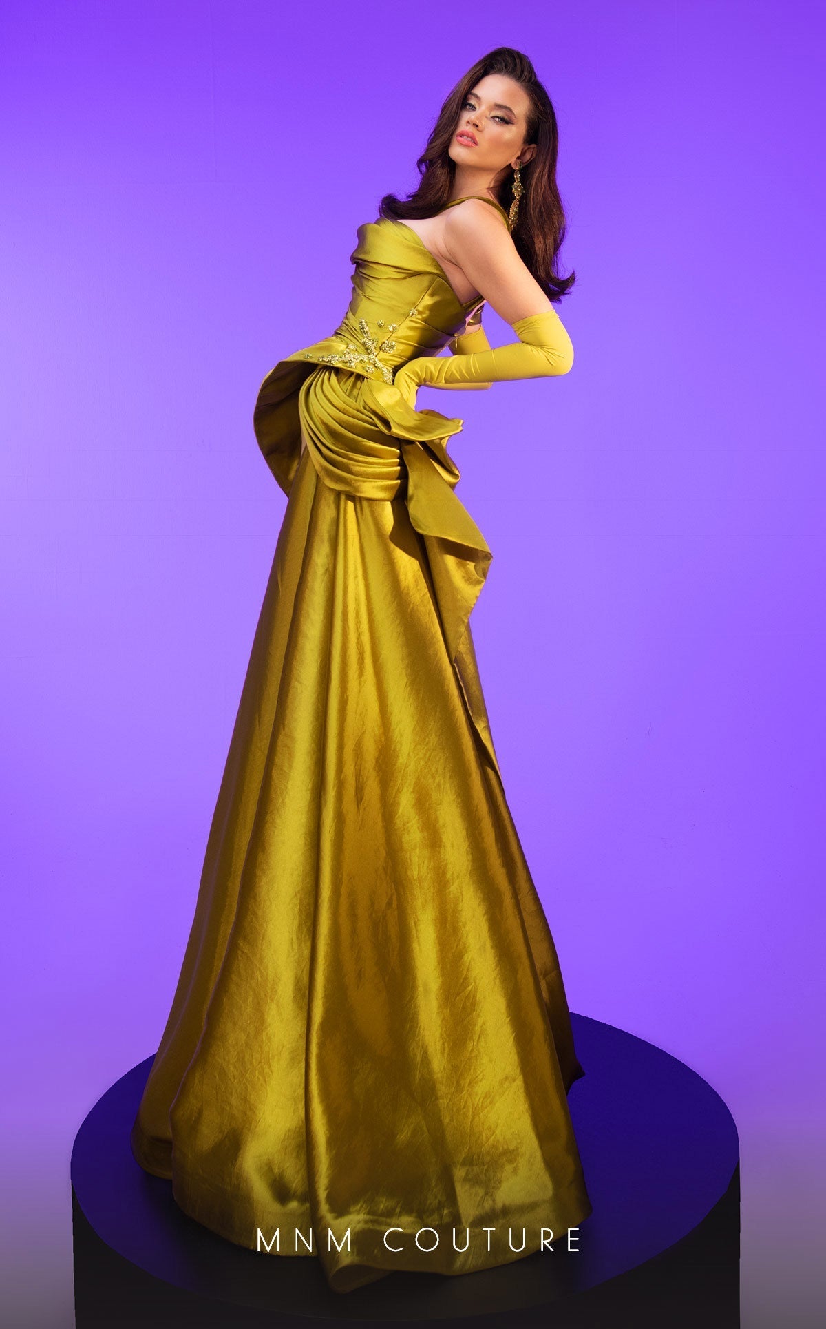 Fouad Sarkis F02810 Asymmetric Draped Gown