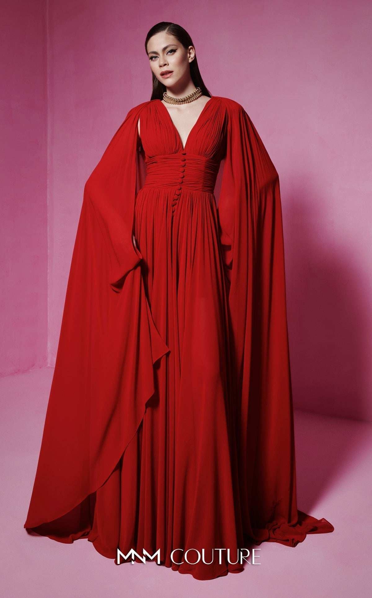 Fouad Sarkis F02845 Sleeveless V-Neck Gown