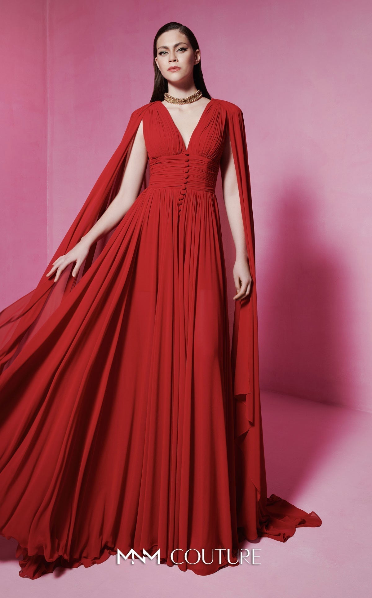 Fouad Sarkis F02845 Sleeveless V-Neck Gown