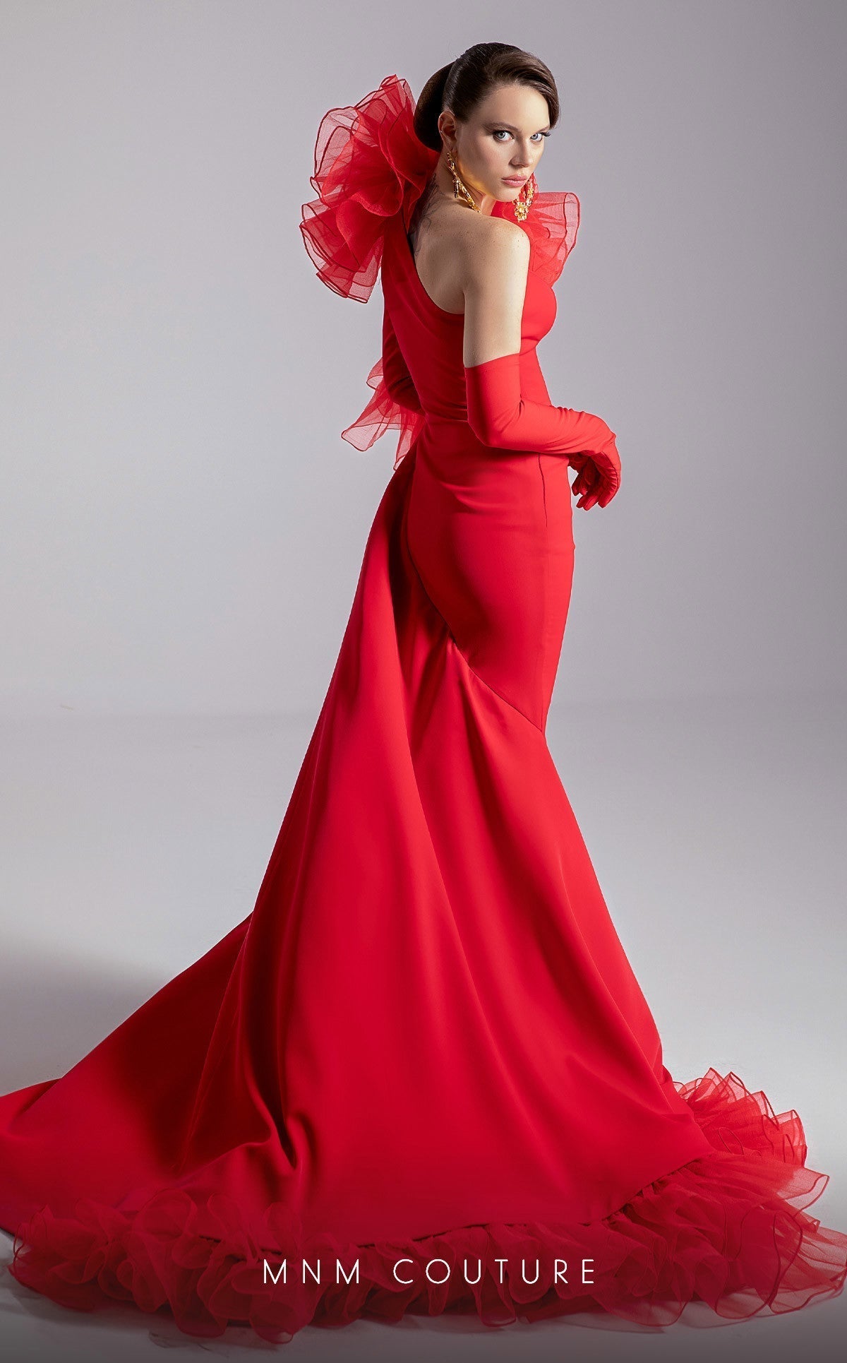 Fouad Sarkis F02906 One-Shoulder Evening Gown