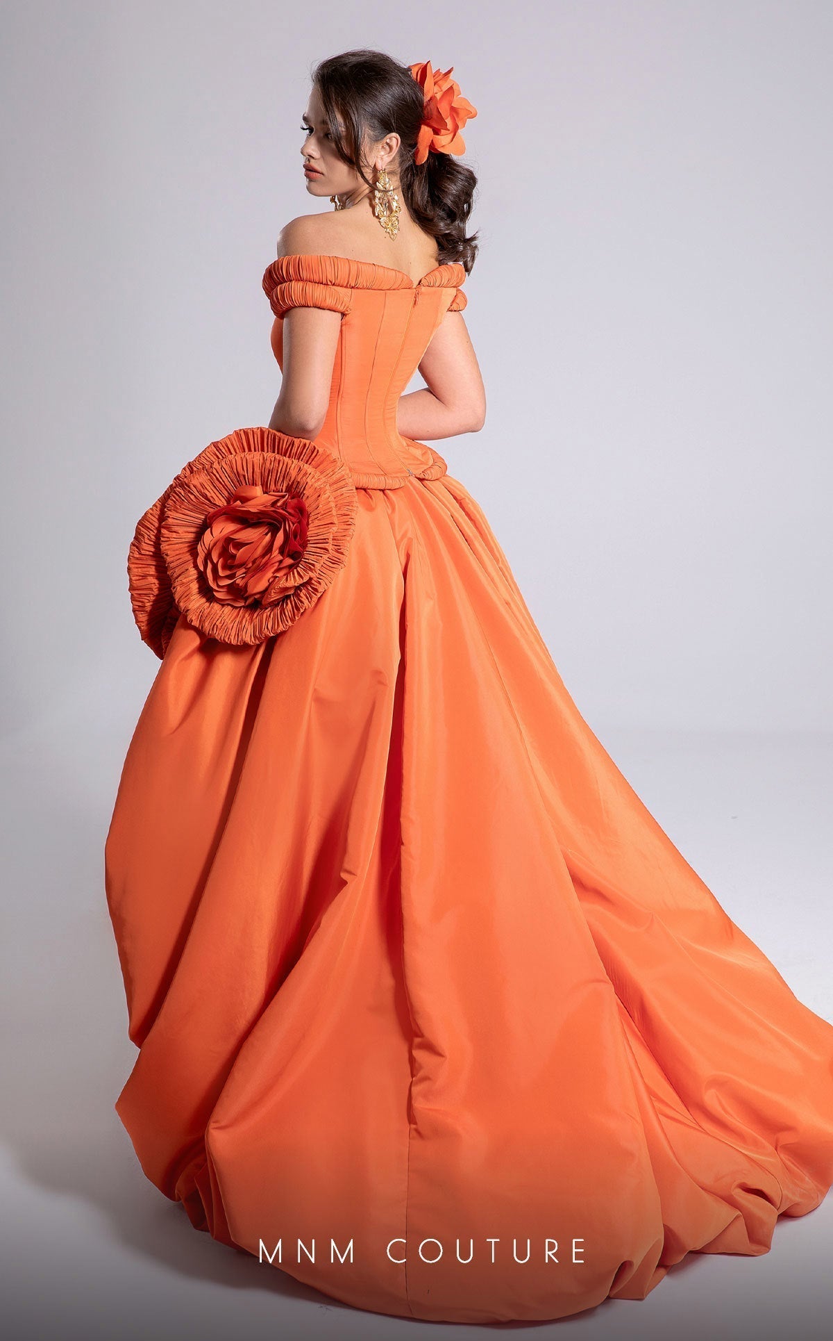 Fouad Sarkis F02913 Off-Shoulder High-Low Couture Gown
