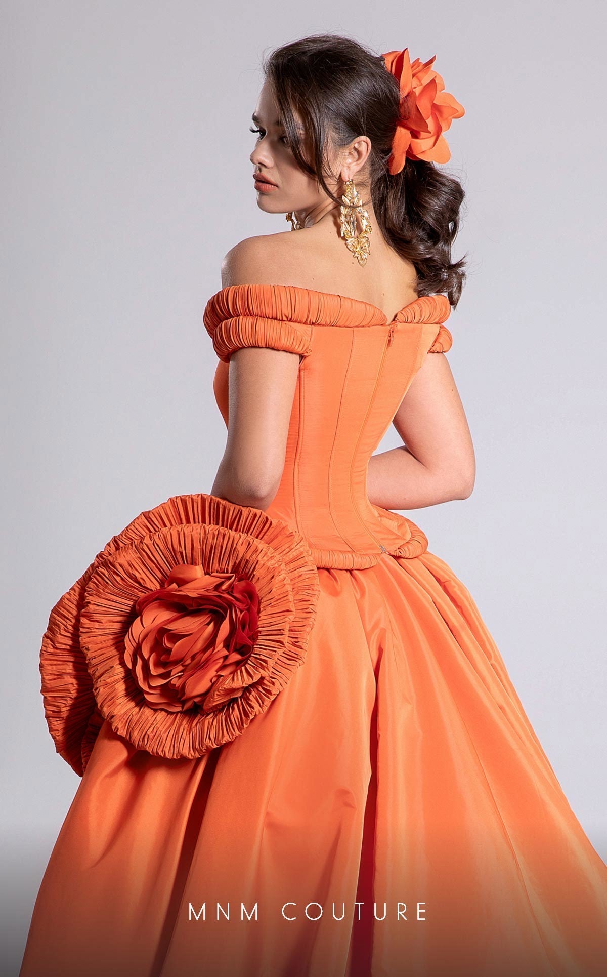 Fouad Sarkis F02913 Off-Shoulder High-Low Couture Gown
