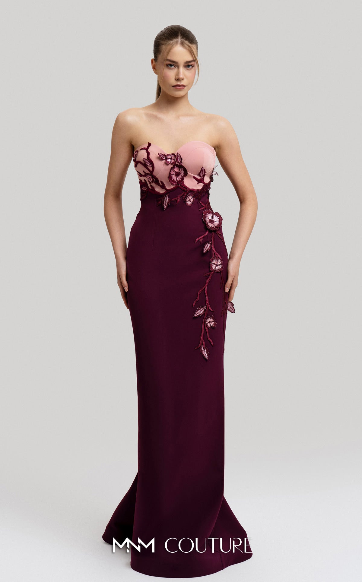 Fouad Sarkis F02917 Strapless Gown with Detachable Cape