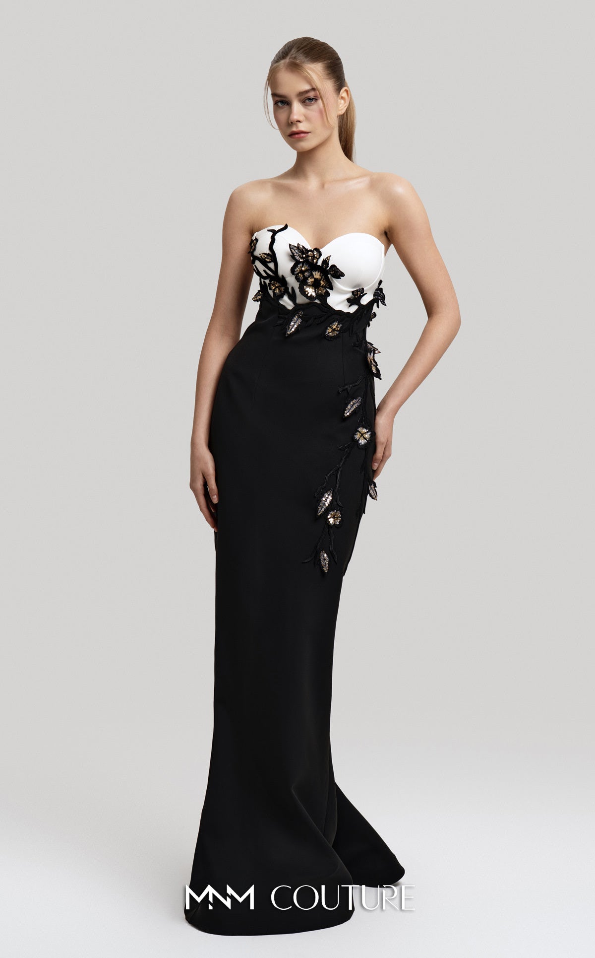 Fouad Sarkis F02917 Strapless Gown with Detachable Cape