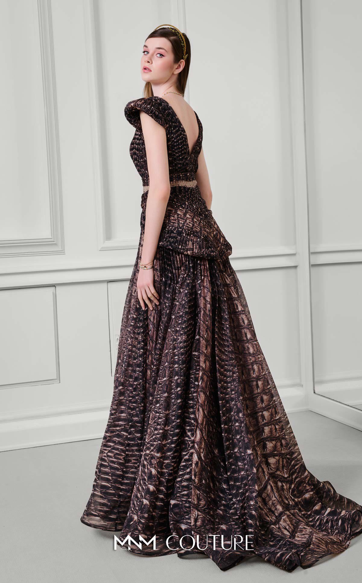 Fouad Sarkis F02922 Sleeveless V-Neck Open Back Gown