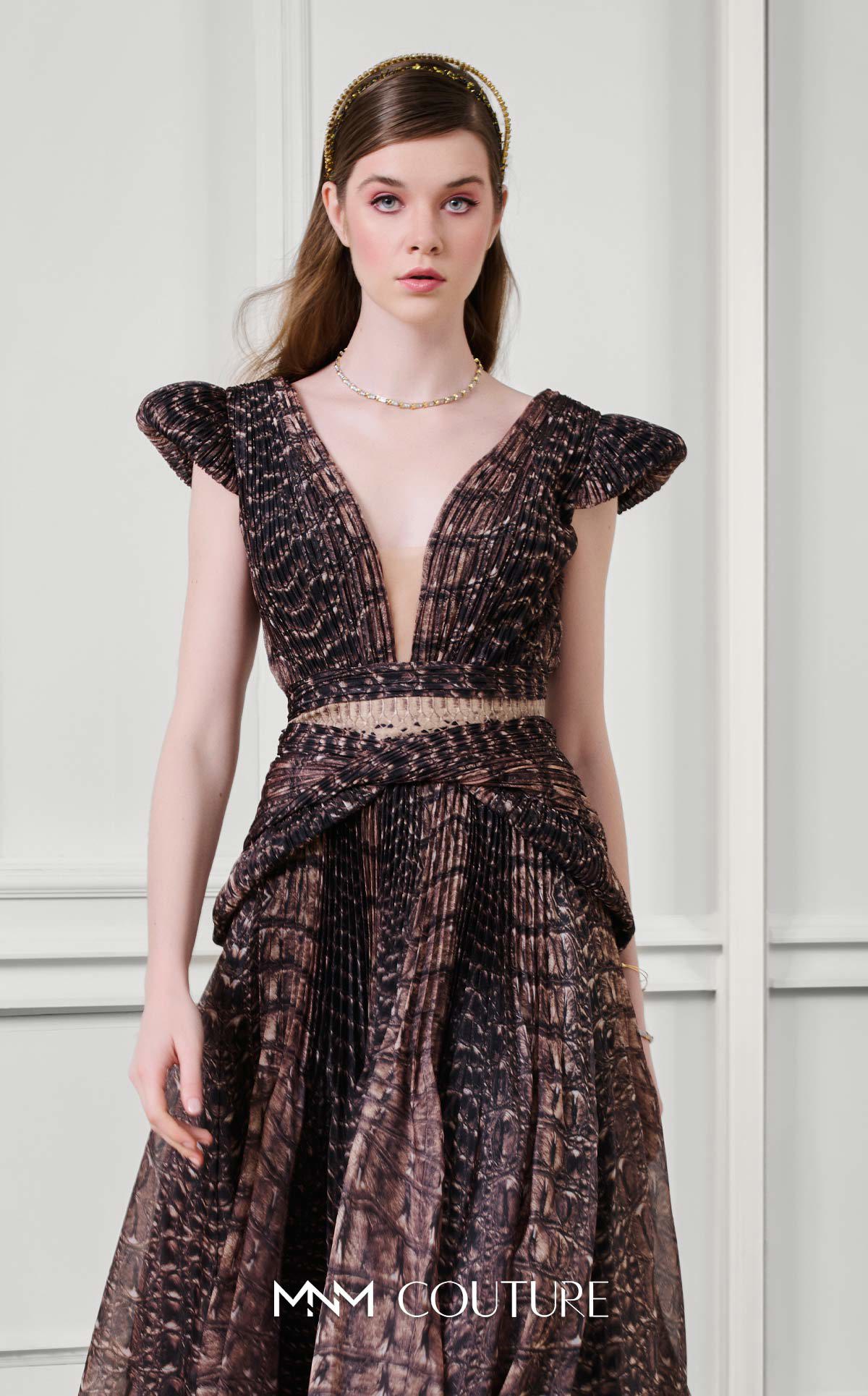 Fouad Sarkis F02922 Sleeveless V-Neck Open Back Gown