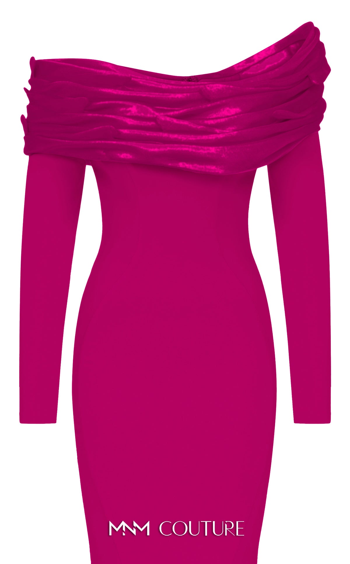 Fouad Sarkis Off-Shoulder Mermaid Gown in Fuchsia