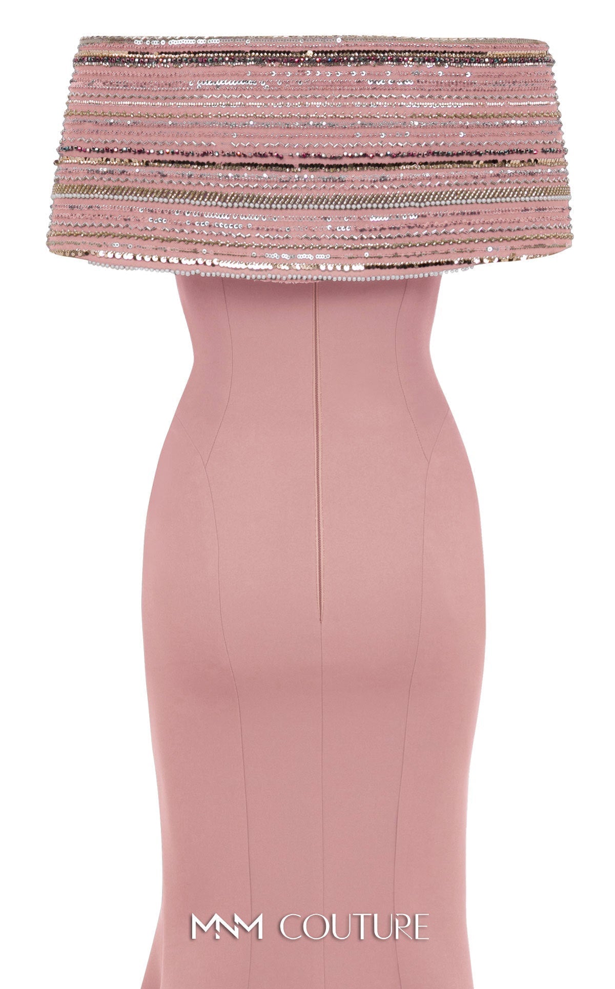 Sequin Embellished Off-Shoulder Gown in Mint by MNM Couture