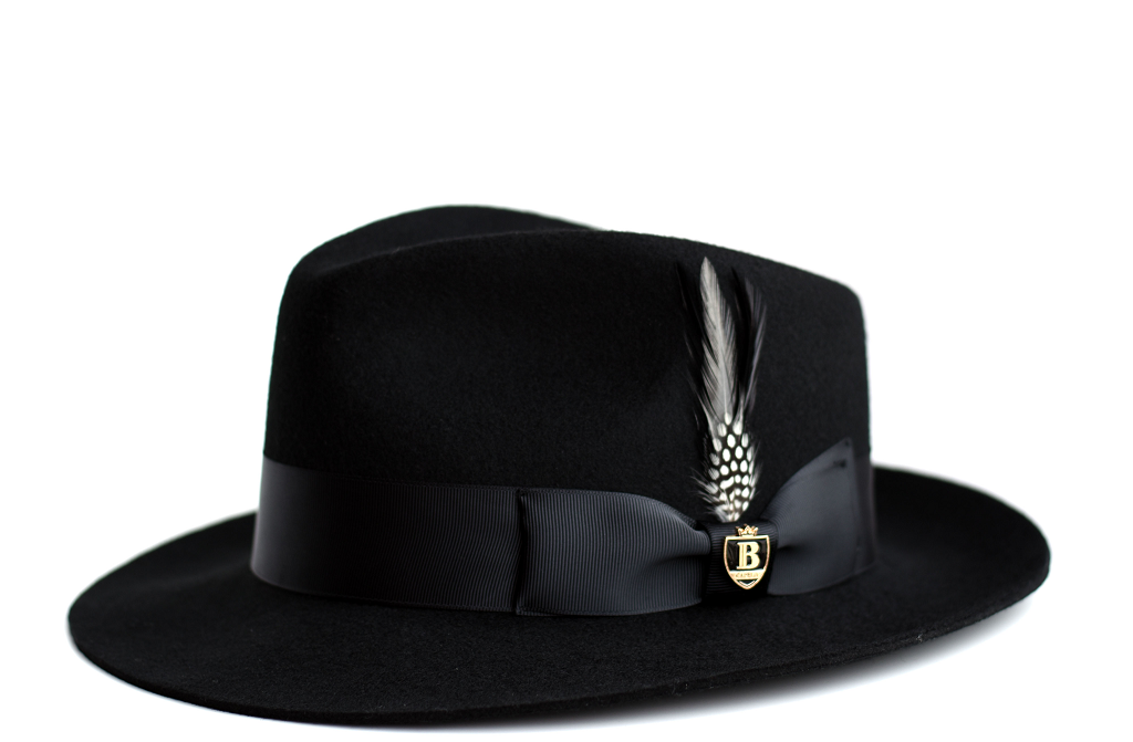 Bruno Capelo New Yorker Wool Felt Fedora Grey/Black