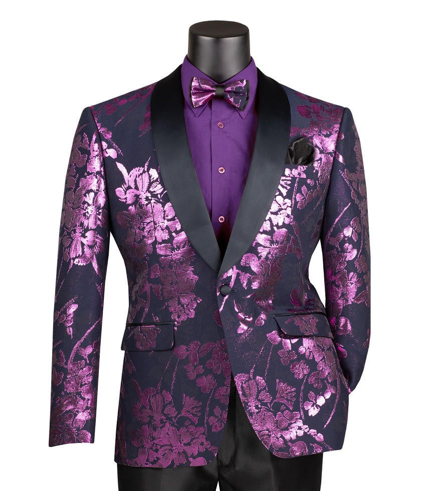 Mardi Gras Tuxedo Suit Mens Slim Fit Lavender - Shiny Prom Jacket Bowtie Set Vinci BSF-19