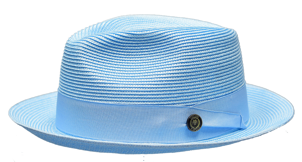 Francesco Light Blue Straw Fedora by Bruno Capelo