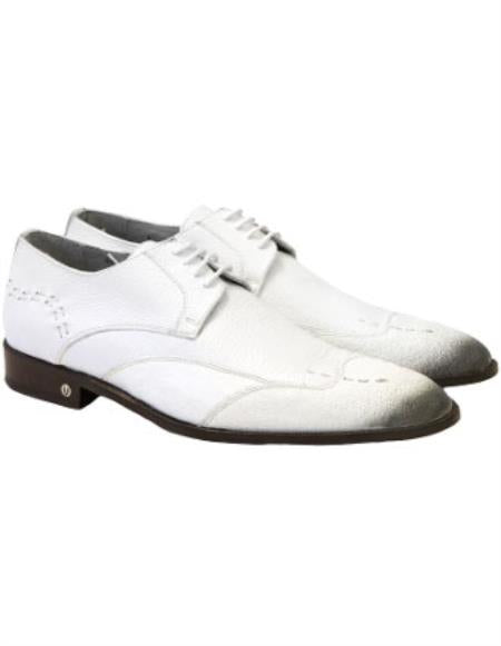 Men's Faded White Vestigium Genuine Catshark Derby Oxford White Dress Shoe Perfect for Men