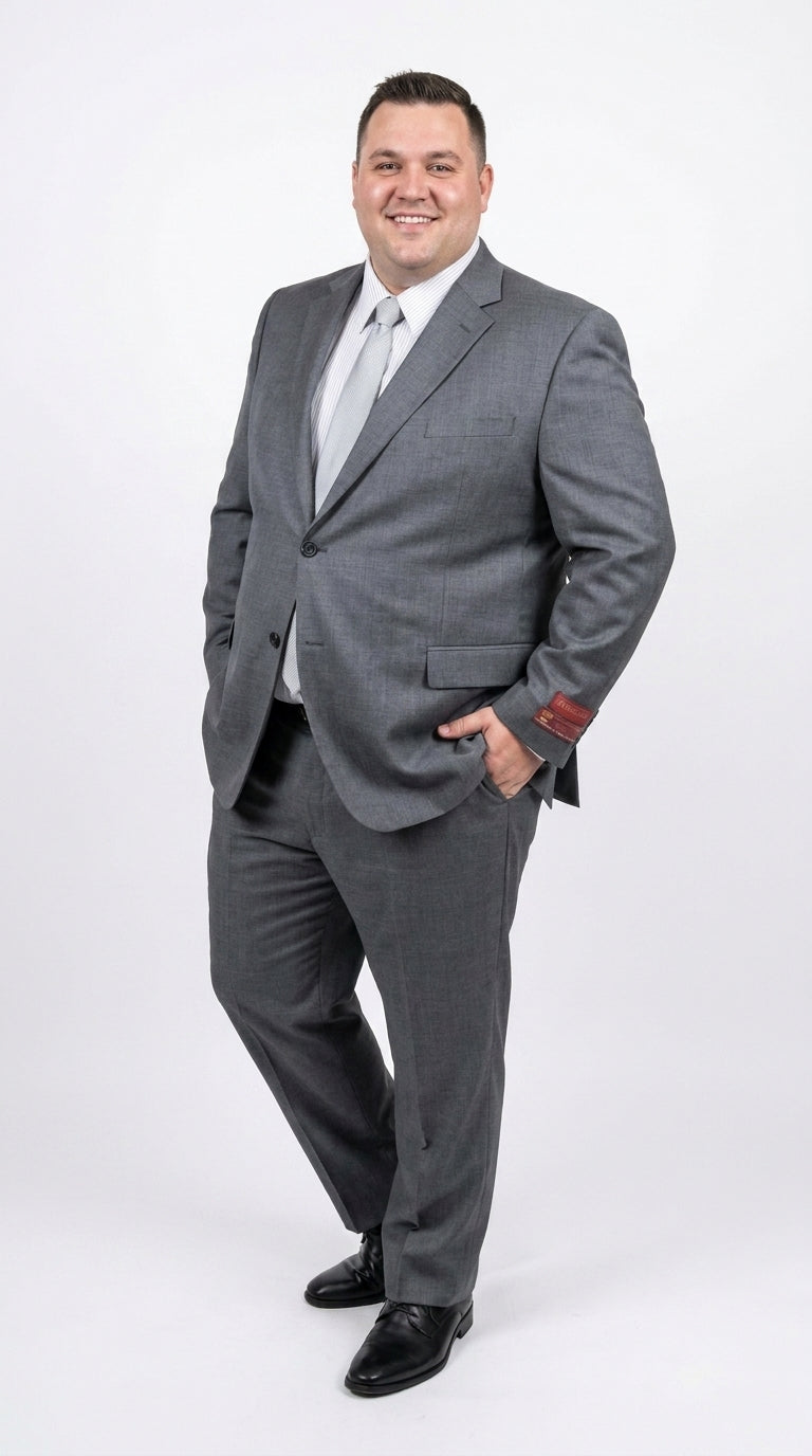 Authentic Tiglio Charcoal Gray 2-Button Wool Suit – Luxury Men's Business, Wedding & Formal Suit