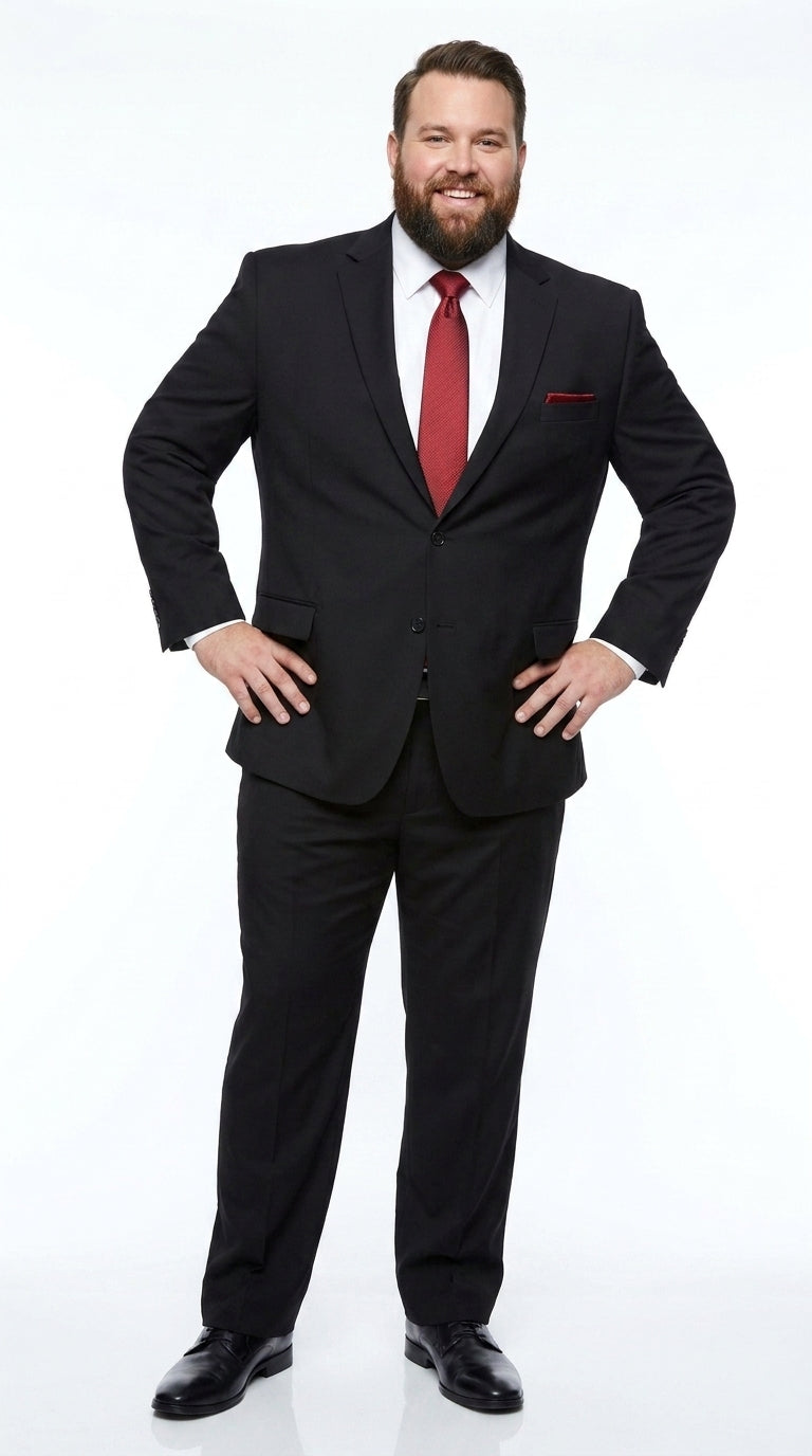 Authentic Tiglio Men’s Black 2-Button Suit – High-End Business, Wedding and Formal Suit