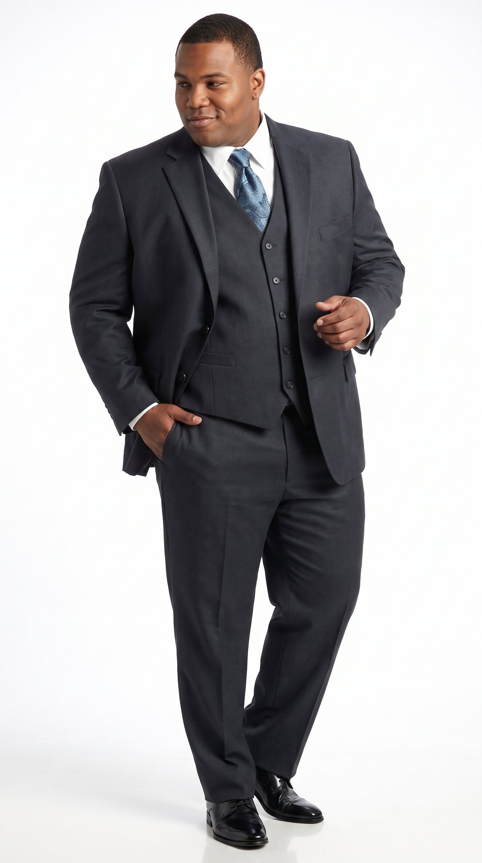 Men’s Charcoal 3 Piece Super 150s Italian Fabric Suit, 2 Button Classic Formal Dress Suit