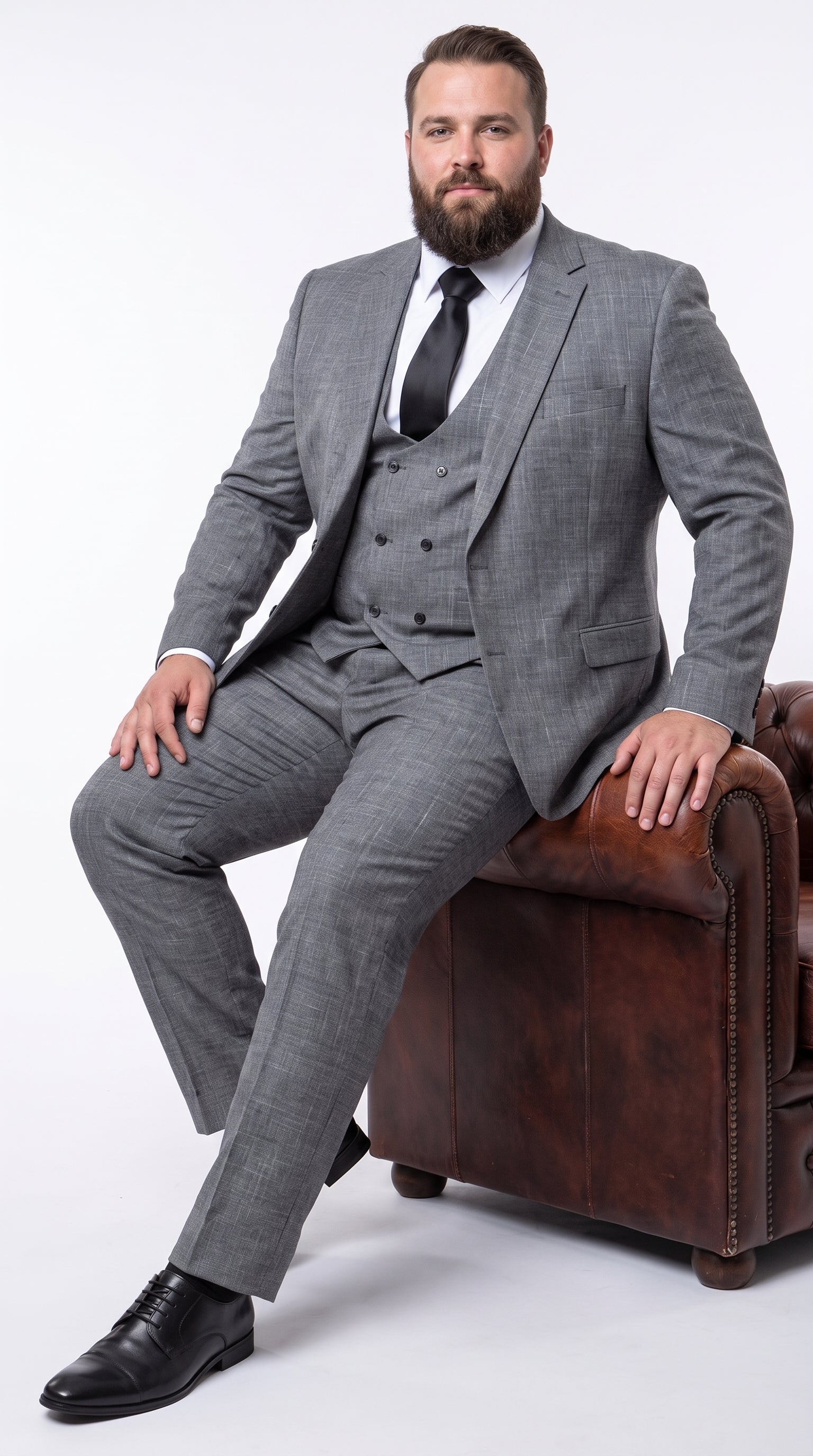 ROSSI MAN Max RM1784 Men’s Grey 3 Piece Suit, Formal Wedding Business Dress Suit