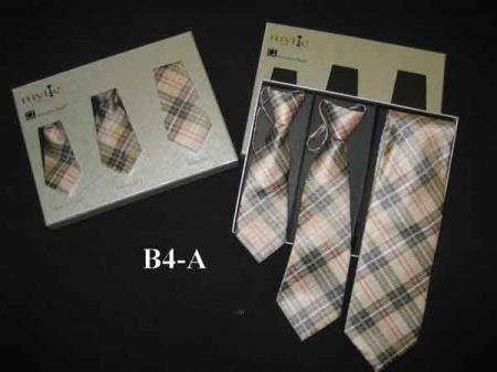 Mytie Father And Sons Stain Resistant With Matching Ties Set Cream - Men's Neck Ties - Mens Dress Tie - Trendy Mens Ties