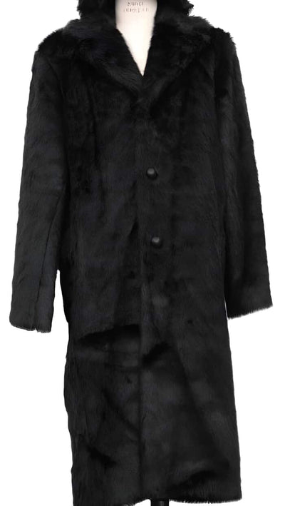 Men's Black Faux Fur Overcoat