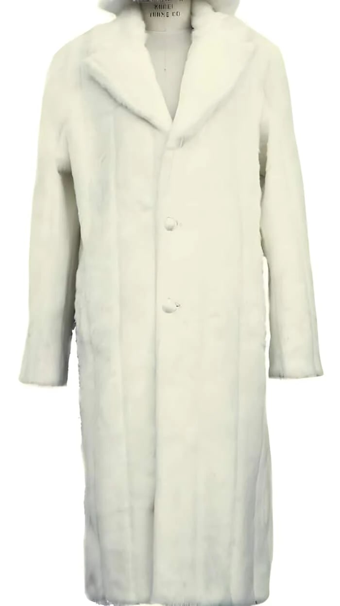 Men's Black Faux Fur Overcoat
