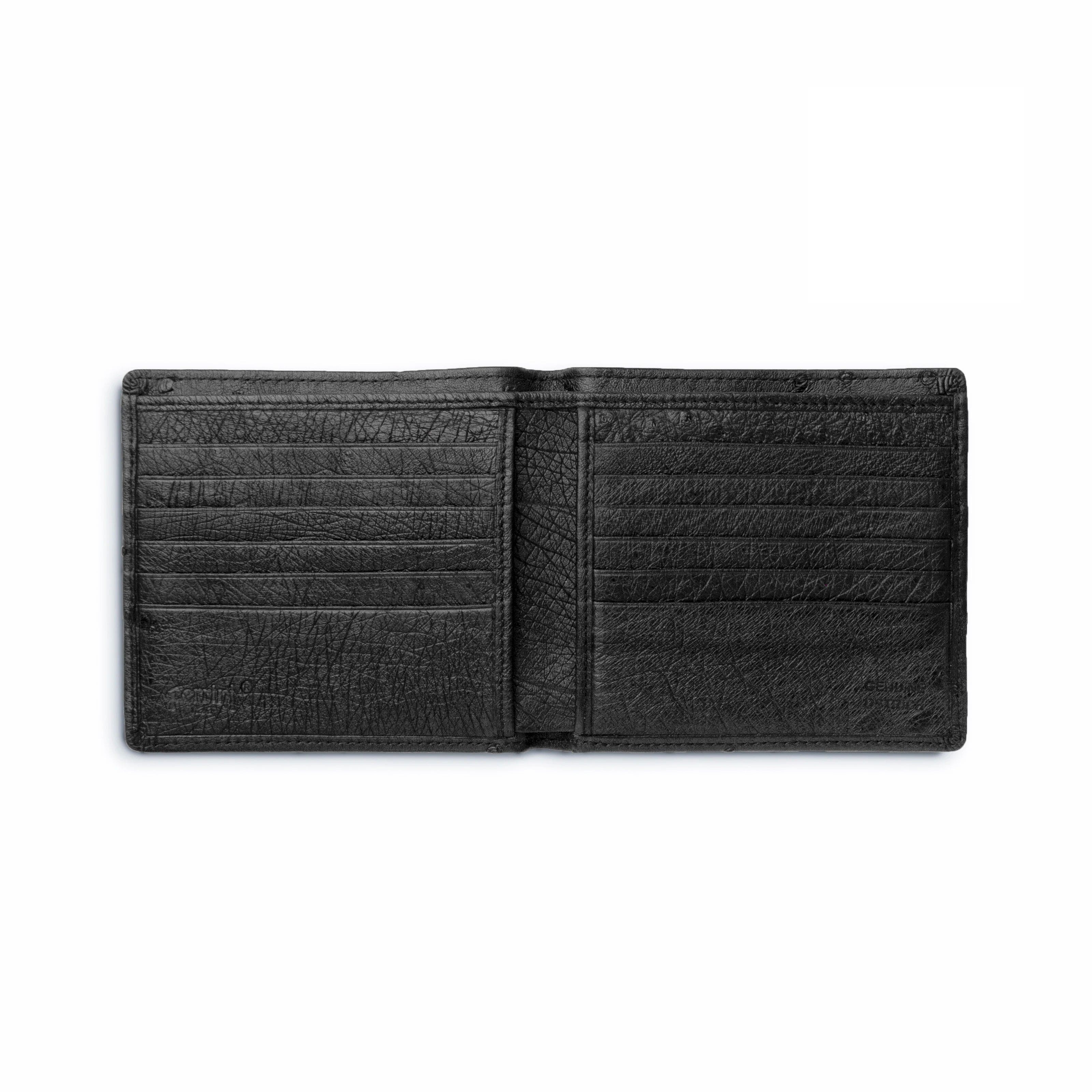 Ostrich Quill Hipster Wallet for Men - Black