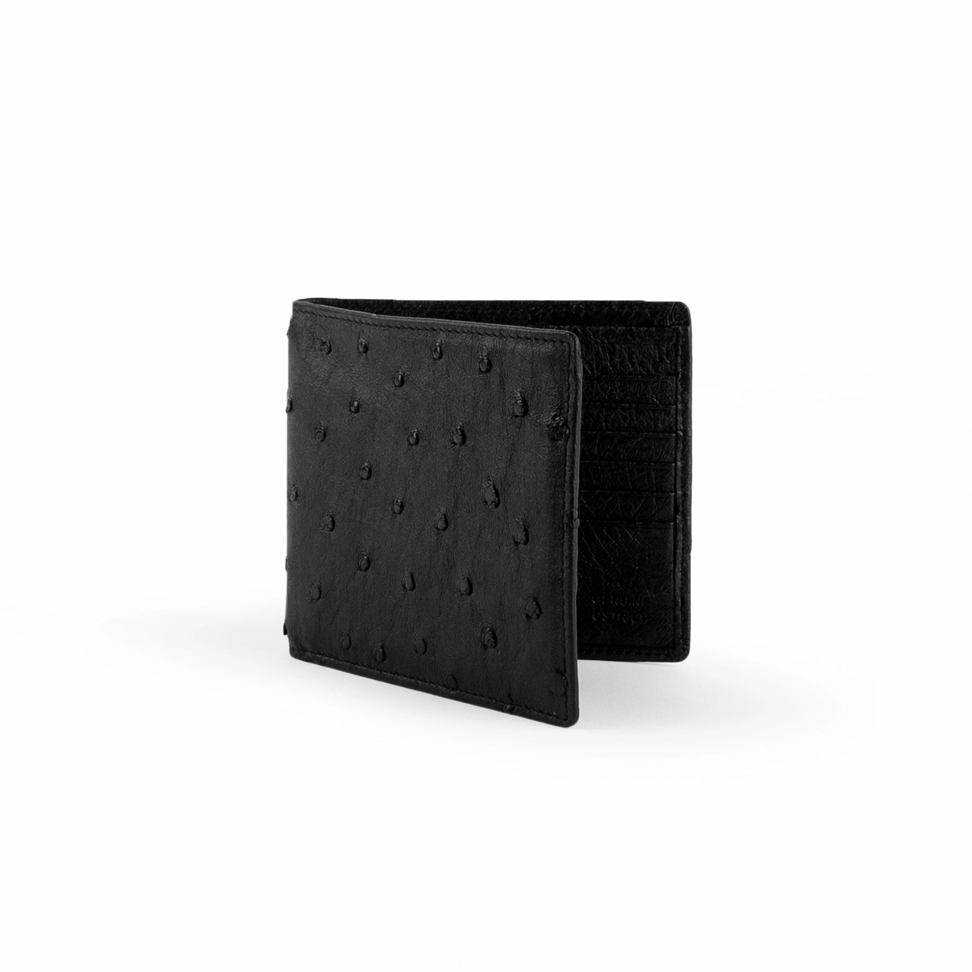 Ostrich Quill Hipster Wallet for Men - Black