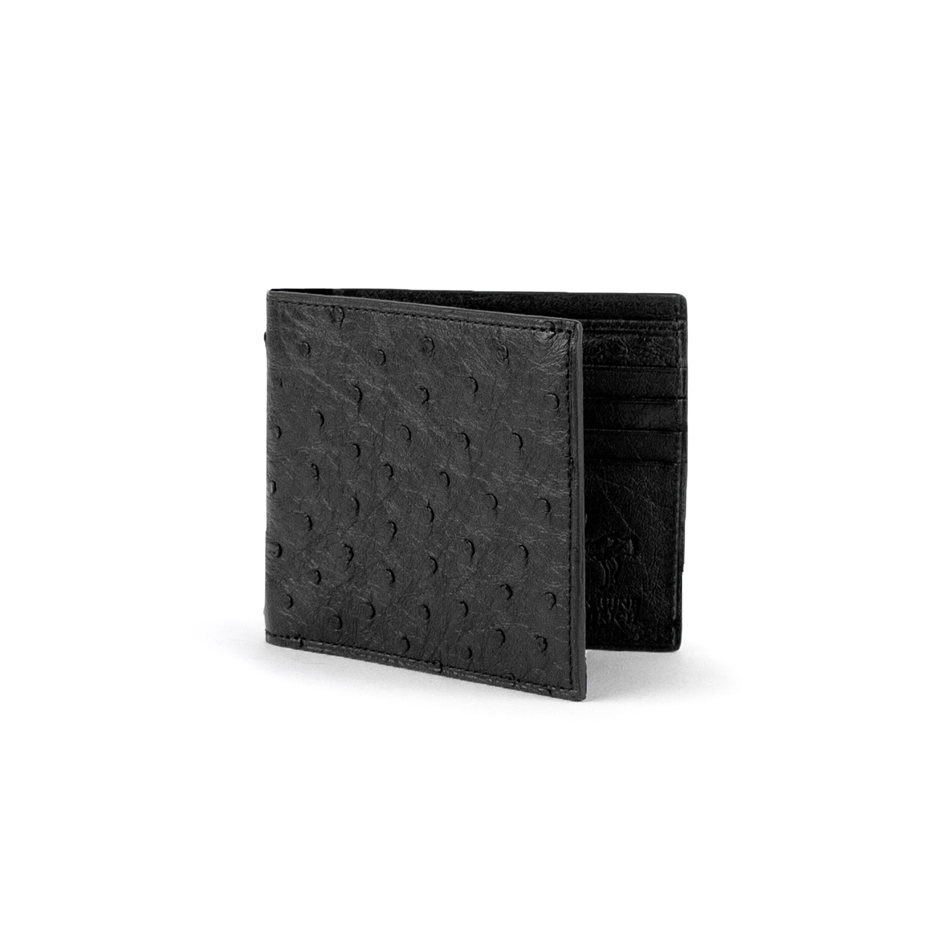 Ostrich Quill Billfold Wallet for Men - Black