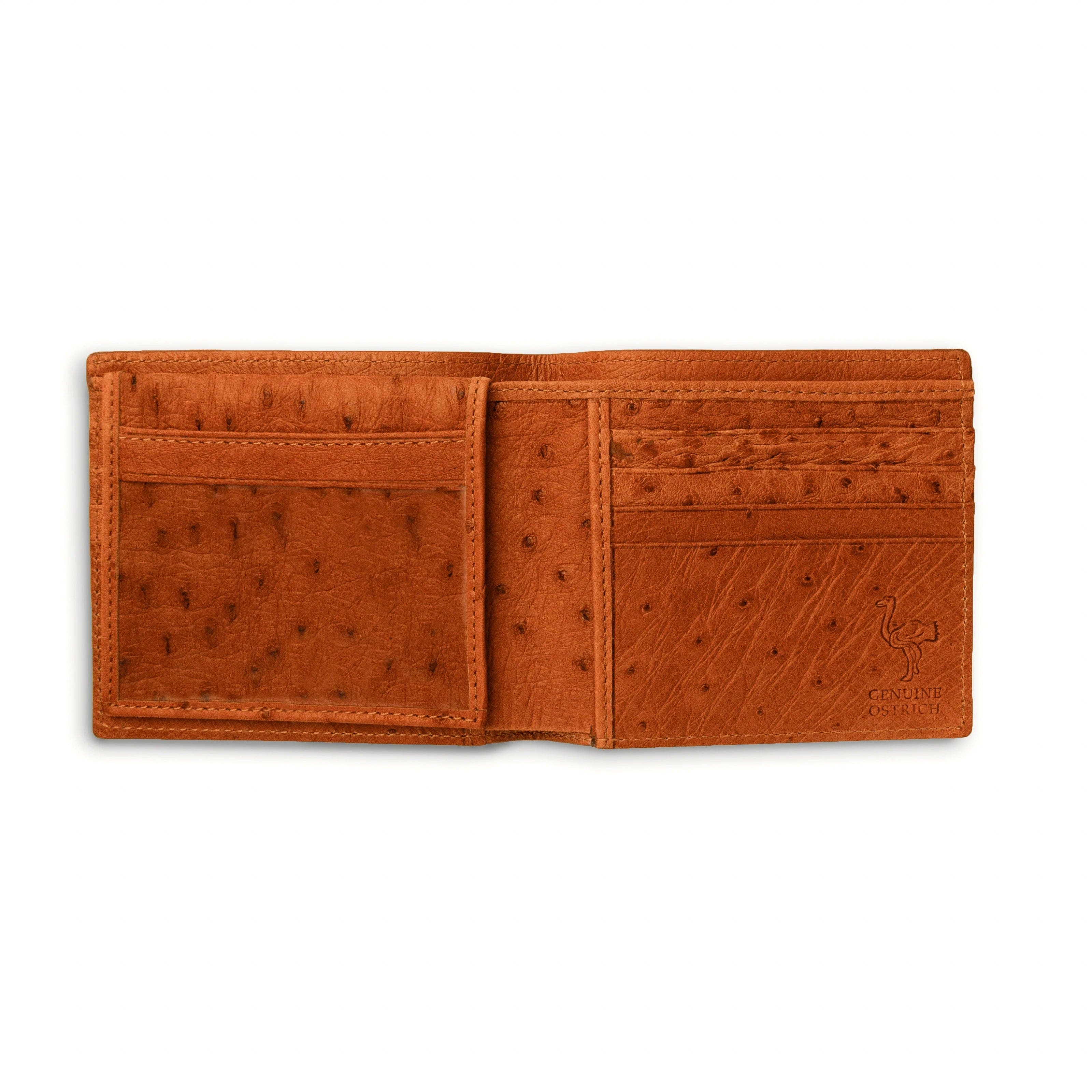 Ostrich Quill Billfold Wallet - Cognac