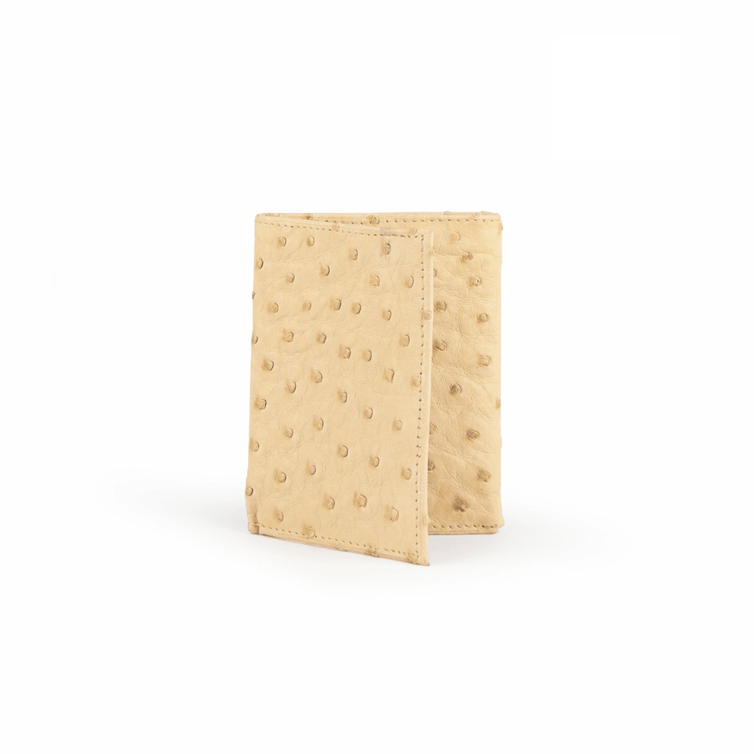 White Men's Ostrich Quill Trifold Wallet