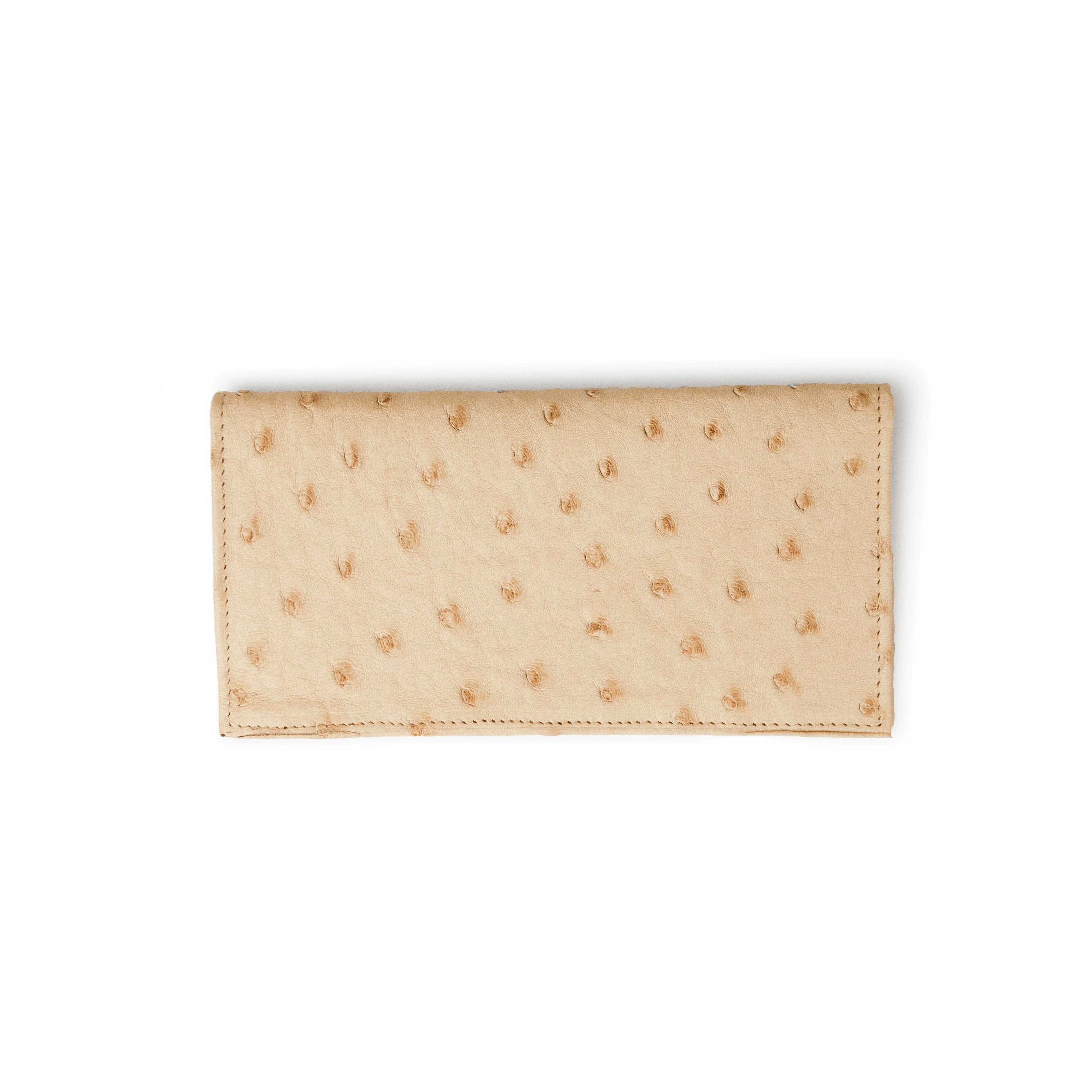Full Ostrich Quill White Checkbook Holder