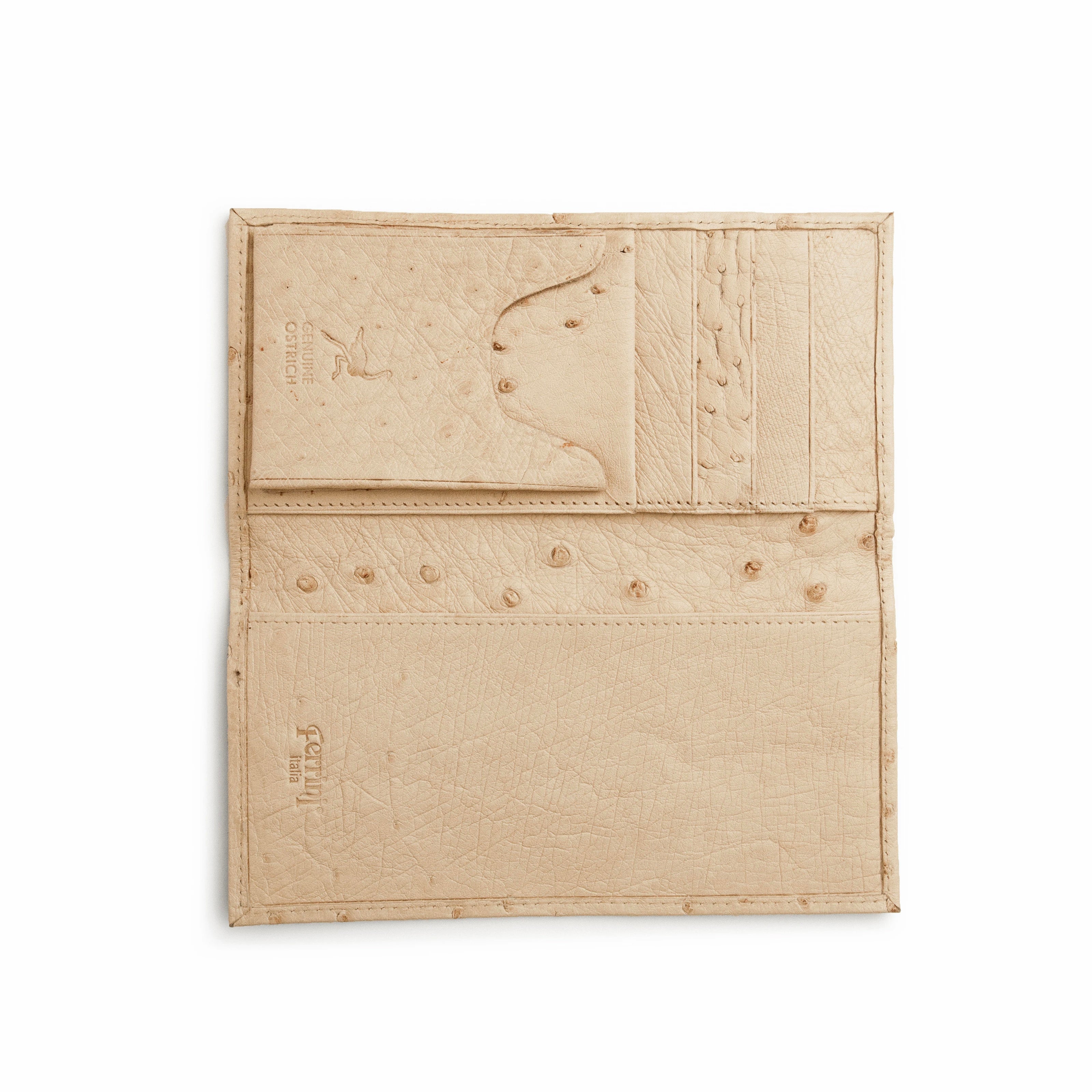 Full Ostrich Quill White Checkbook Holder