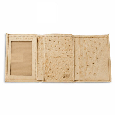 Mens Smooth Ostrich Trifold Wallet White