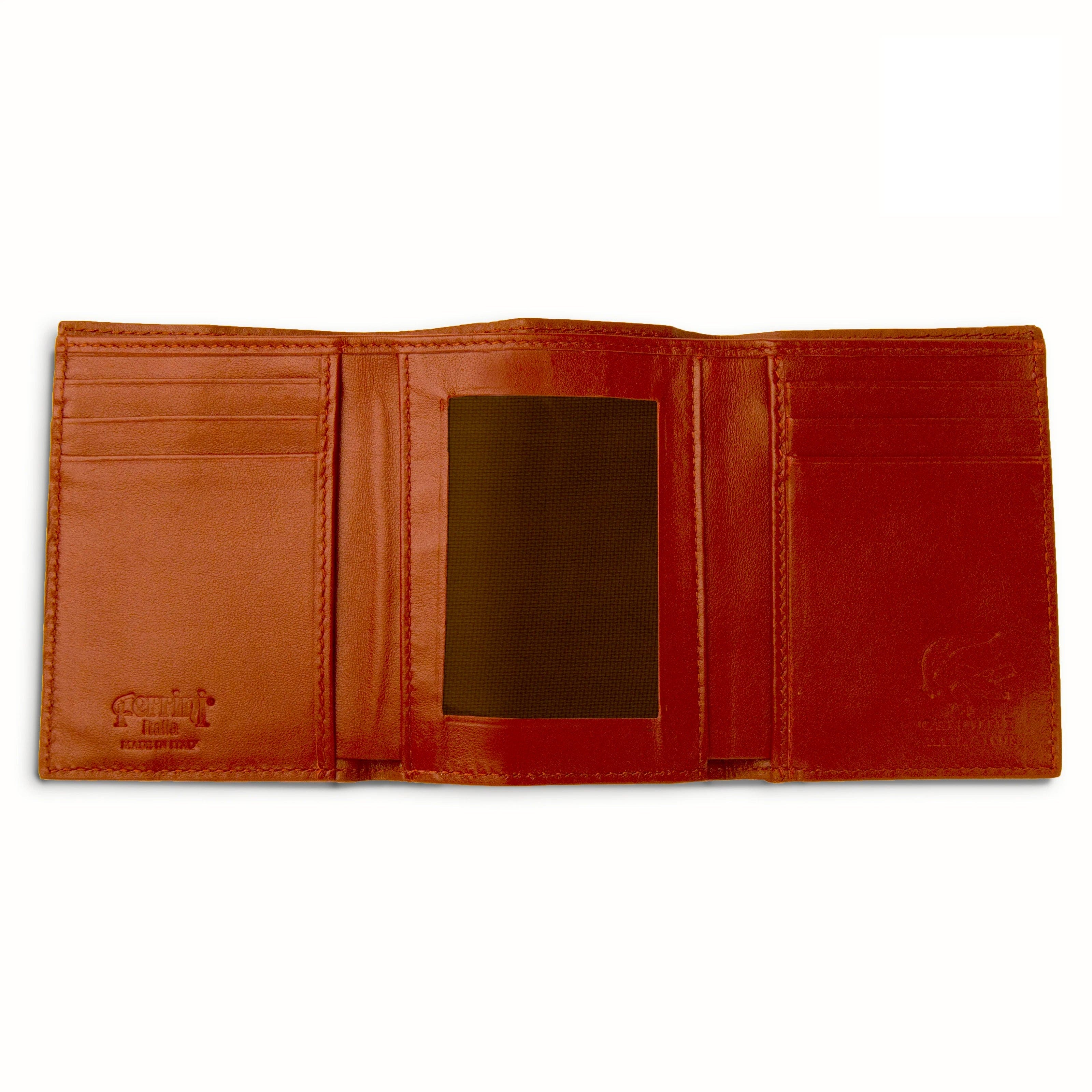 Mens Cognac Alligator Trifold Wallet