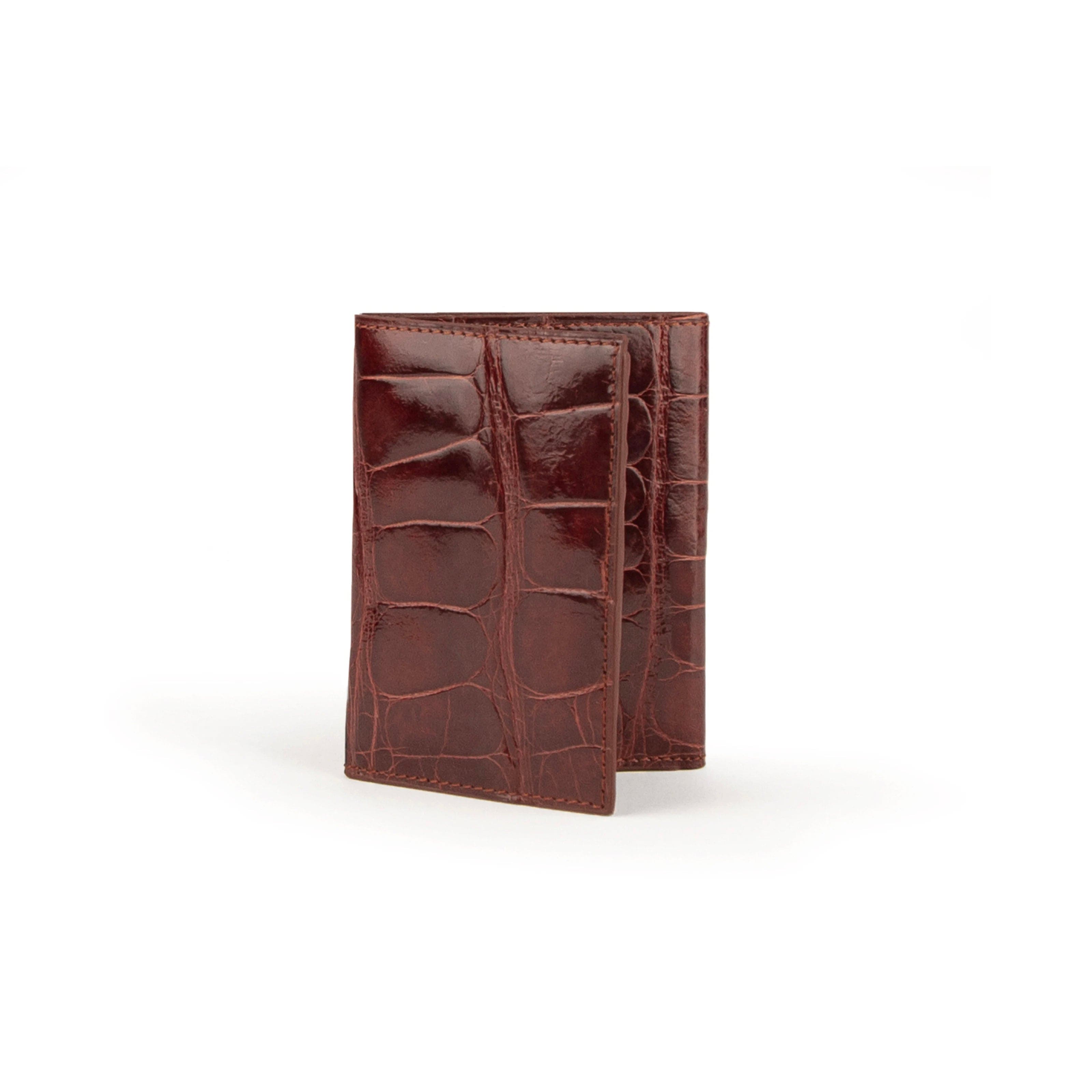 Mens Cognac Alligator Trifold Wallet