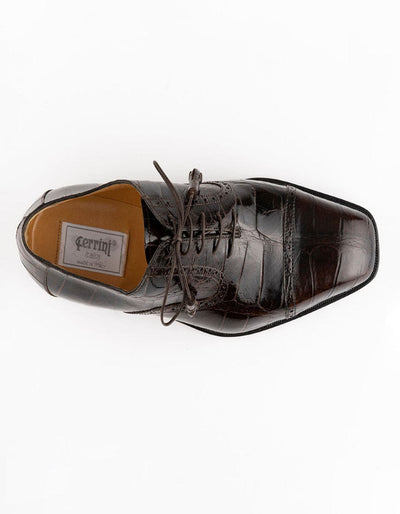Ferrini 3922 Alligator Cap Toe Shoes Chocolate
