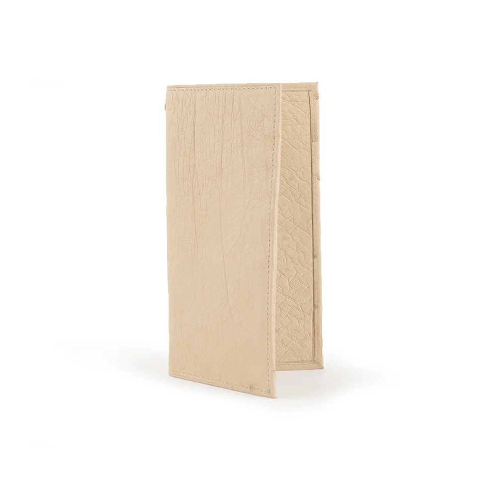 Ferrini Smooth Ostrich Checkbook - Winter White