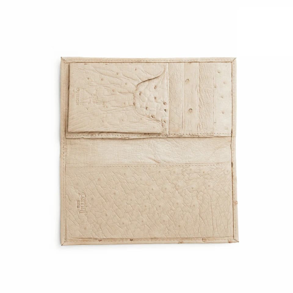 Ferrini Smooth Ostrich Checkbook - Winter White