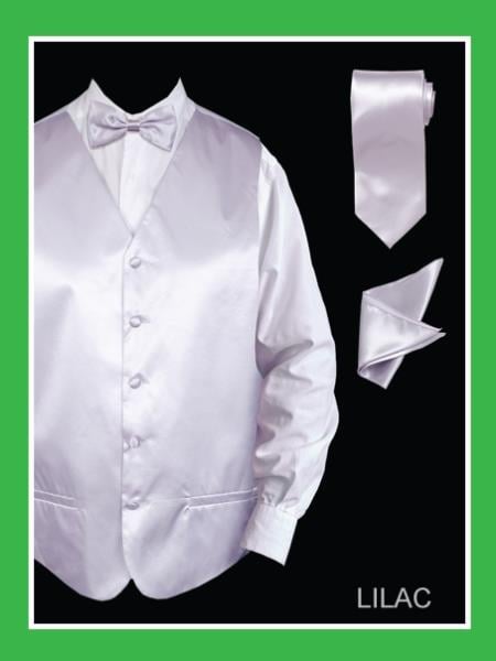 Men'S 4 Piece Dress Tuxedo Wedding Vest ~ Waistcoat ~ Waist Coat Set (Bow Tie, Neck Tie, Hanky) - Twill Patterned Tan ~ Beige main image 1