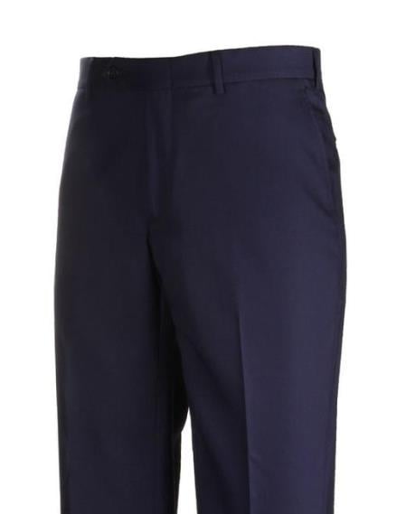 H-Tech Flat Front Navy Dress Pants unhemmed unfinished bottom