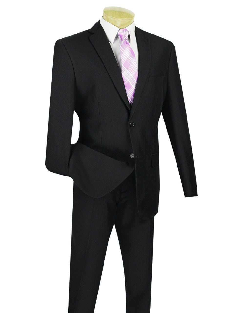 Lucci 2-Button with Flat Front Slacks Budget Slim Fit Suit - Black